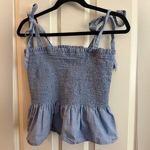Smocked tie shoulder tank top by J Crew factory. Size medium.